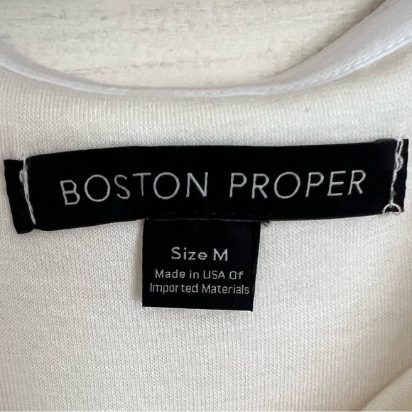 Boston Proper Ivory Knit Off The Shoulder 3/4 Sleeve Dress Size Medium Cruise - Picture 9 of 13